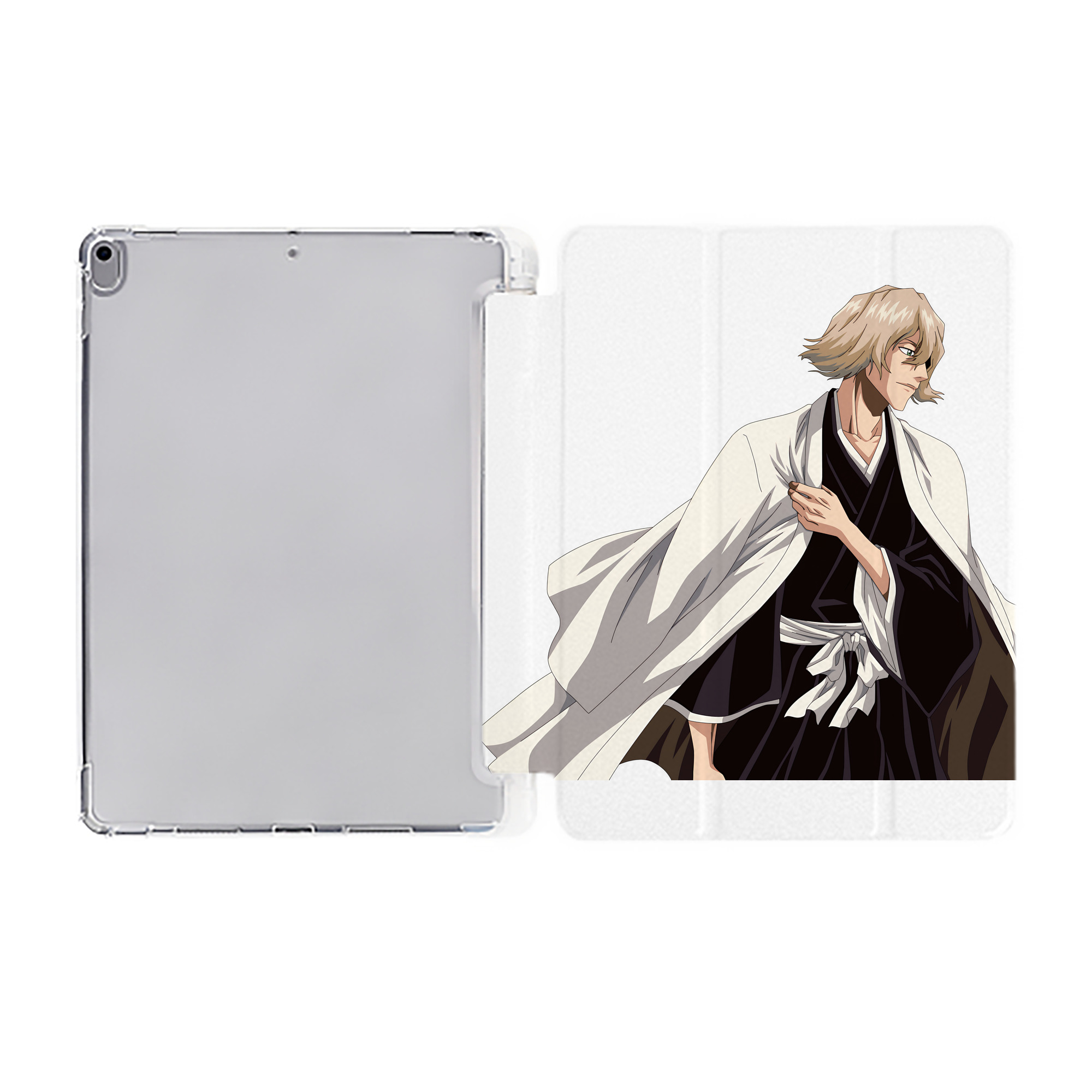 （画像用） "ブリーチ 浦原 喜助（うらはら きすけ） BLEACH Urahara Kisuke " IPad ケース ペン収納付き 三つ折りスタンド PUレザー×シリコン 対応機種9.5/10.5/10.9インチ
